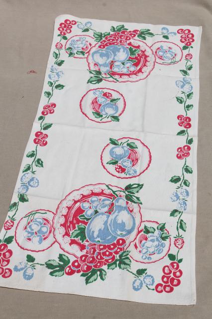 photo of vintage printed cotton kitchen linens, lot cute print dishtowels, tea towels #5