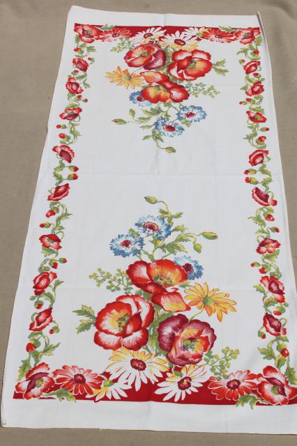 photo of vintage printed cotton kitchen linens, lot cute print dishtowels, tea towels #9