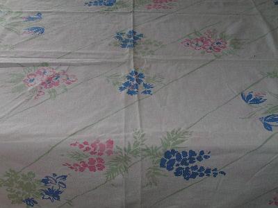 photo of vintage printed flowers / fruit kitchen tablecloths, 5pc lot #3