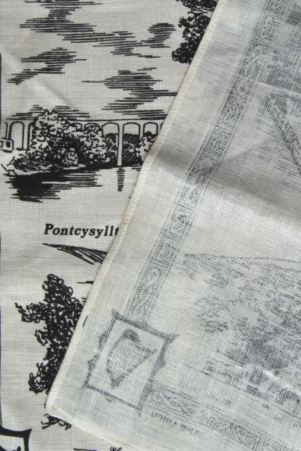 photo of vintage printed linen tea towel souvenir of Llangollen Wales historic sites #7