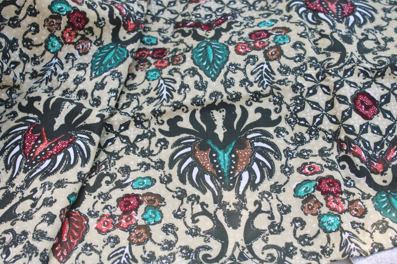 photo of vintage prints quilting cotton fabric, lots of fat quarters small pieces, moody black prints #12