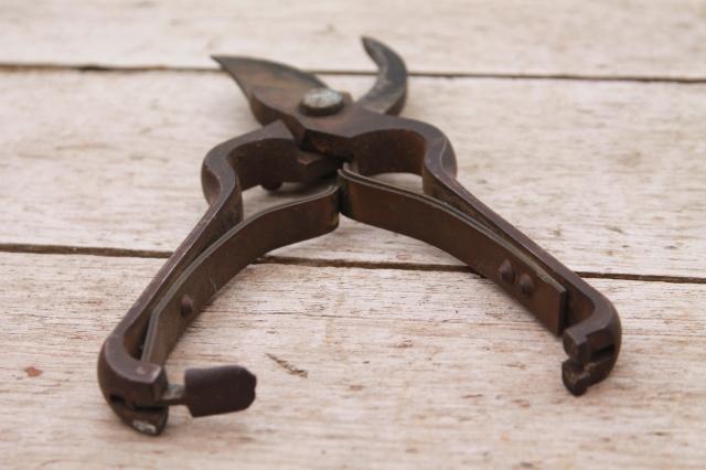 photo of vintage pruning shears, well made heavy steel garden tool old fashioned quality #5