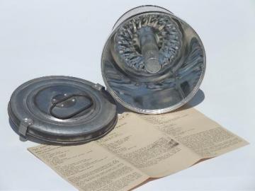 catalog photo of vintage pudding mold w/ recipes & instructions for boiled / steamed puddings