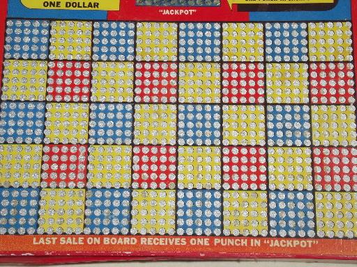 photo of vintage punch board game boards lot, unpunched lucky jackpot games  #2