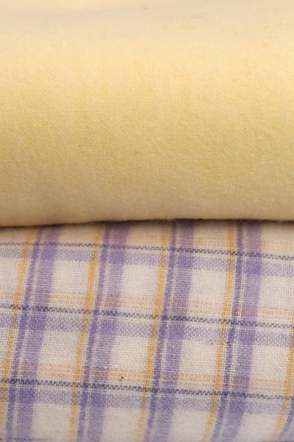 photo of vintage pure cotton flannel fabric, so soft! baby yellow & lavender plaid #2