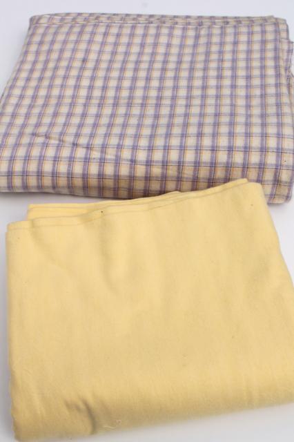 photo of vintage pure cotton flannel fabric, so soft! baby yellow & lavender plaid #4