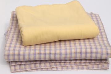 catalog photo of vintage pure cotton flannel fabric, so soft! baby yellow & lavender plaid