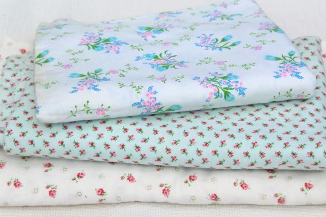 photo of vintage pure cotton flannel fabric, so soft! remnant lot for doll clothes, craft sewing #1