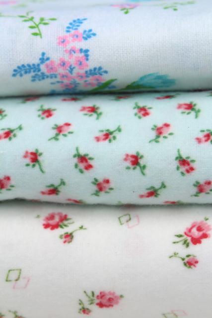 photo of vintage pure cotton flannel fabric, so soft! remnant lot for doll clothes, craft sewing #2