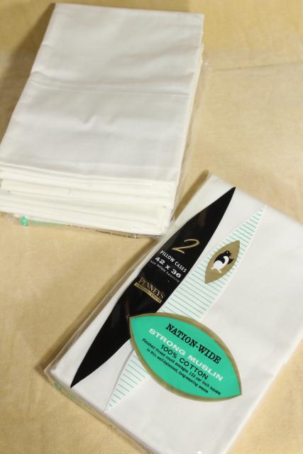 photo of vintage pure cotton pillowcases, plain white bed linens bedding in original package #1