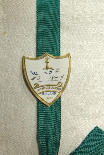 photo of vintage pure linen dinner napkins, Irish double damask table linens w/ original label #5