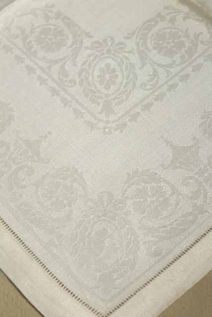 photo of vintage pure linen dinner napkins, Irish double damask table linens w/ original label #7