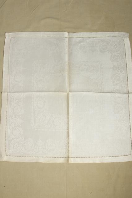 photo of vintage pure linen dinner napkins, Irish double damask table linens w/ original label #10