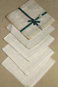 catalog photo of vintage pure linen dinner napkins, Irish double damask table linens w/ original label