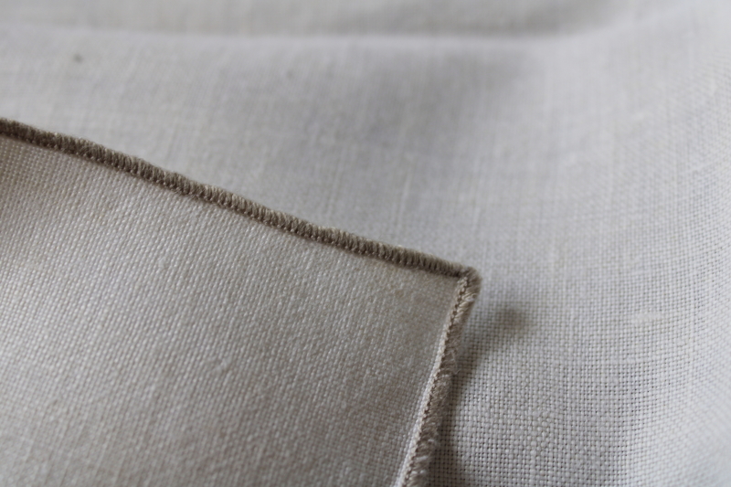 photo of vintage pure linen double damask napkins set of 4, pale ivory linen damask  #2