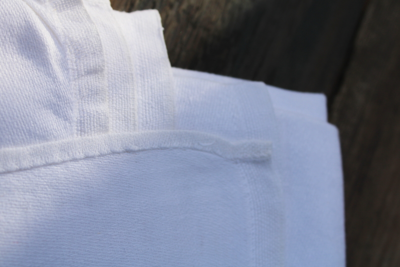 photo of vintage pure linen double damask tablecloth 72 x 44 roses pattern white linen  #3