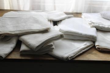 catalog photo of vintage pure linen double damask tablecloths, caterer's lot of 10 large linen tablecloths 