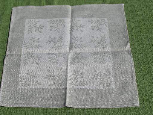 photo of vintage pure linen jacquard fabric napkins, natural European flax #2