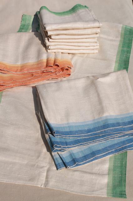 photo of vintage pure linen kitchen towel fabric, unused table runners & dish towels lot #1