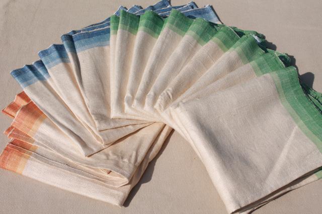 photo of vintage pure linen kitchen towel fabric, unused table runners & dish towels lot #2