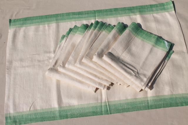 photo of vintage pure linen kitchen towel fabric, unused table runners & dish towels lot #3