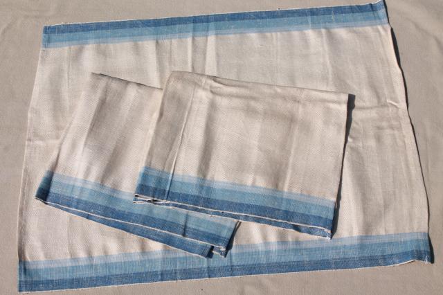 photo of vintage pure linen kitchen towel fabric, unused table runners & dish towels lot #6