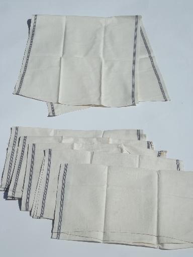 photo of vintage pure linen kitchen towels, never used set of 6 blue band towels  #1