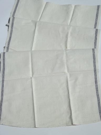 photo of vintage pure linen kitchen towels, never used set of 6 blue band towels  #2