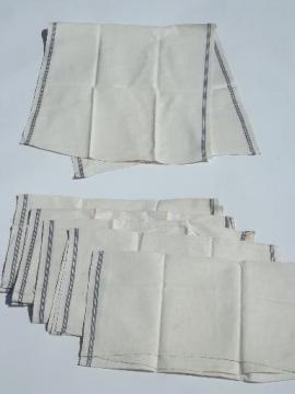 catalog photo of vintage pure linen kitchen towels, never used set of 6 blue band towels 