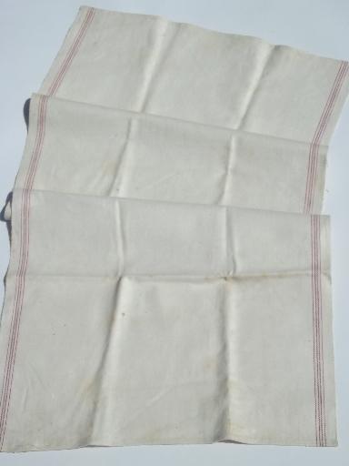 photo of vintage pure linen kitchen towels, never used set of 8 red band towels  #2