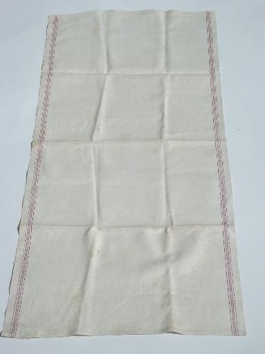 photo of vintage pure linen kitchen towels, never used set of 8 red band towels  #4