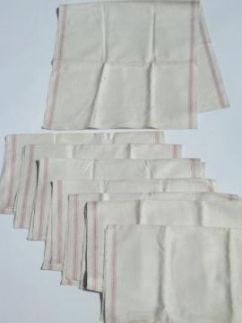 catalog photo of vintage pure linen kitchen towels, never used set of 8 red band towels 