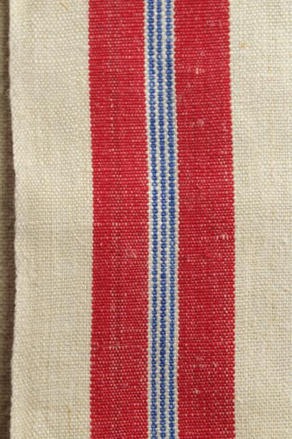 photo of vintage pure linen kitchen towels red & blue checked, rustic french country farmhouse #4