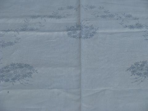 photo of vintage pure linen tablecloth for embroidery, flowers stamped to embroider #3