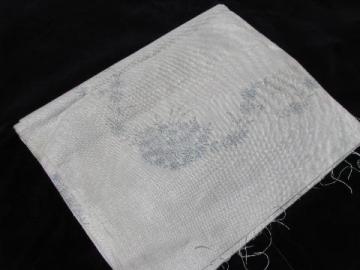 catalog photo of vintage pure linen tablecloth for embroidery, flowers stamped to embroider