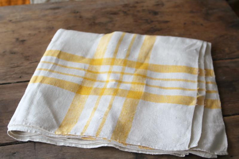 photo of vintage pure linen tablecloth for french country style farmhouse kitchen, mustard gold border #6