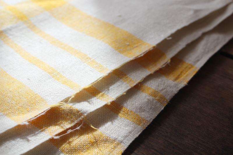 photo of vintage pure linen tablecloth for french country style farmhouse kitchen, mustard gold border #8