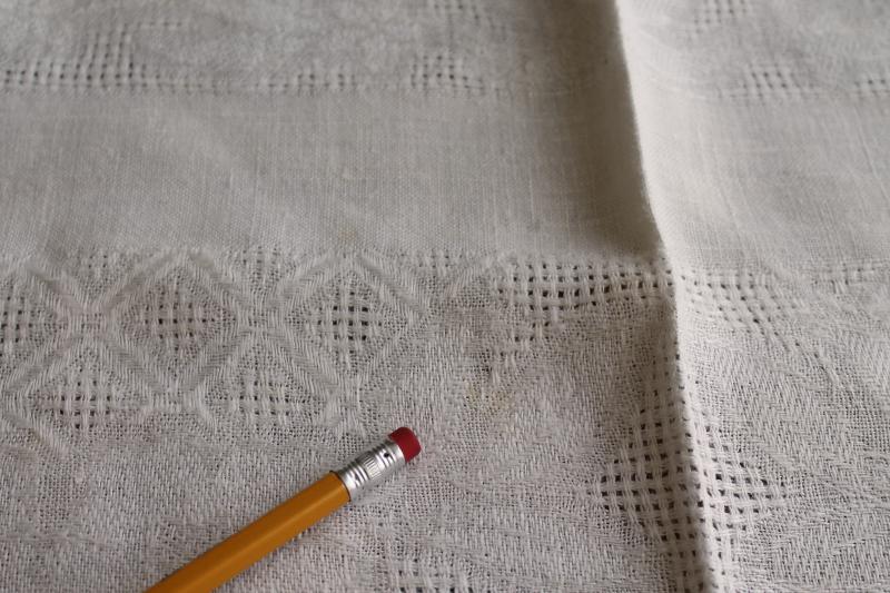photo of vintage pure linen tablecloth & napkins, unbleached natural cream colored fabric #4