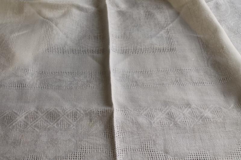 photo of vintage pure linen tablecloth & napkins, unbleached natural cream colored fabric #5