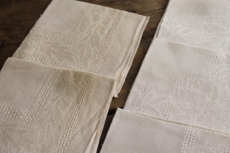 photo of vintage pure linen tablecloth & napkins, unbleached natural cream colored fabric #11