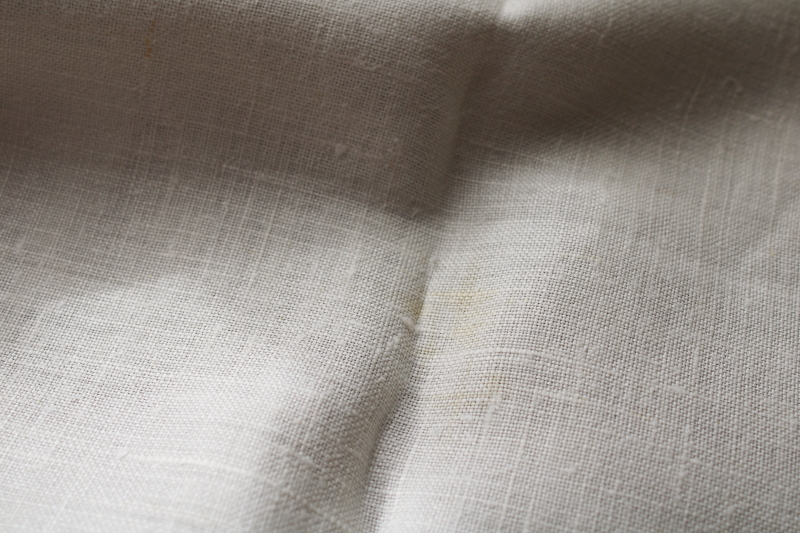 photo of vintage pure linen tablecloth natural ivory color w/ flax border, wide lace insertion  #6
