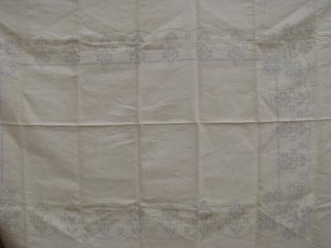 photo of vintage pure linen tablecloth, stamped for cross-stitch embroidery #3