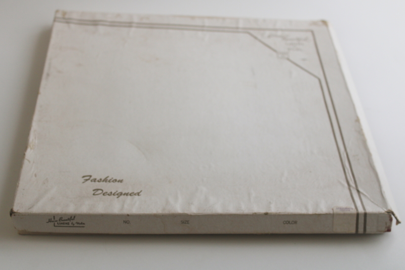 photo of vintage pure linen tea napkins with embroidery, new in box unused table linens set  #7