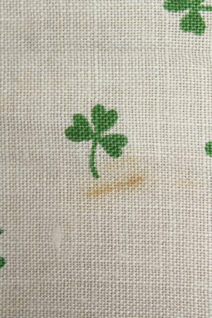 photo of vintage pure linen tea towel, Irish shamrock clover print souvenir of Ireland #4