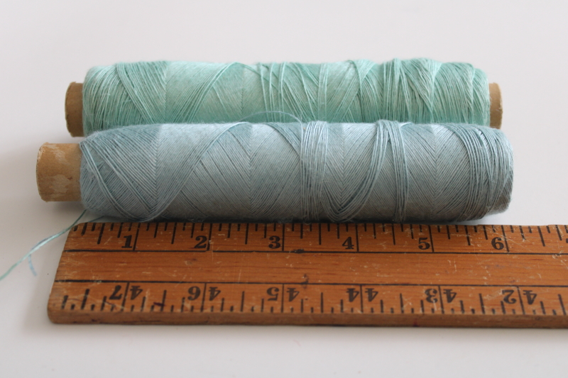 photo of vintage pure linen thread for embroidery, lace making, crochet pale green & blue #1