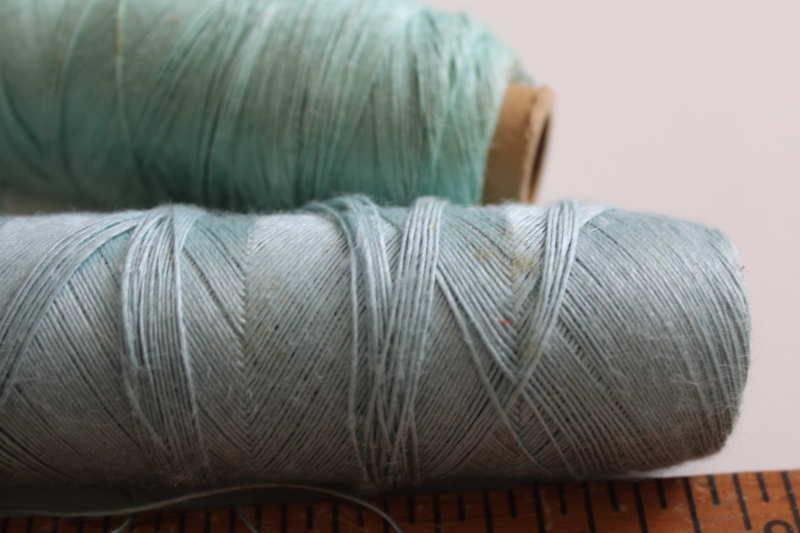 photo of vintage pure linen thread for embroidery, lace making, crochet pale green & blue #4