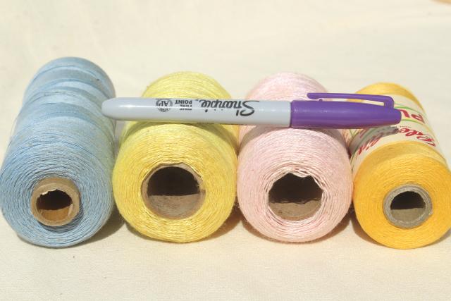 photo of vintage pure linen thread for sewing, lace making or embroidery, pale pastel colors #7