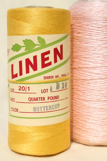 photo of vintage pure linen thread for sewing, lace making or embroidery, pale pastel colors #10