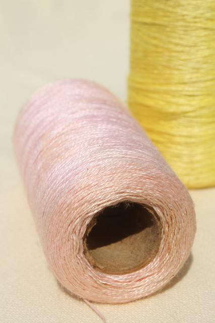 photo of vintage pure linen thread for sewing, lace making or embroidery, pale pastel colors #14