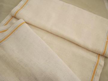 catalog photo of vintage pure linen towel fabric, 5 yards of striped kitchen toweling